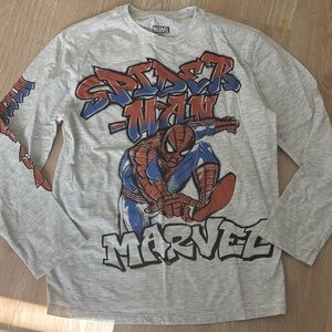 Marvel Spider-Man Long Sleeve Tee - Light Gray with Red & Blue